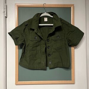 Banana Republic Kids Dark Olive Green Safari Camp Collared Shirt Size 5